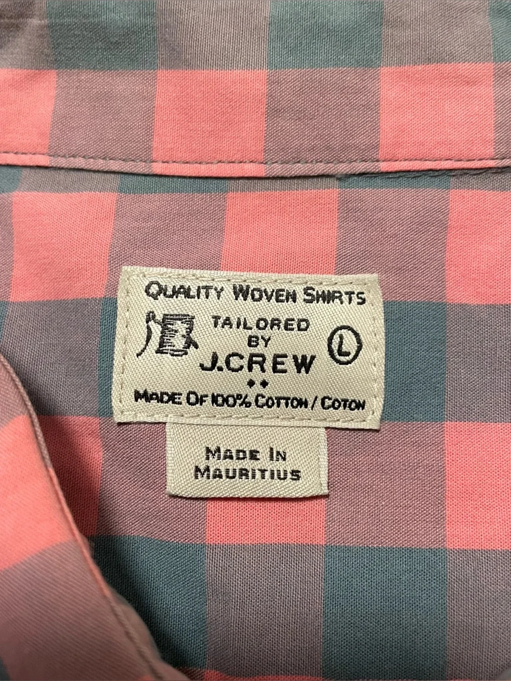 J Crew Men's Button-Down Check Shirt in Pink and Gray